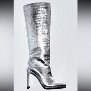 Zara laminated heeled boots